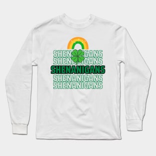 St. Patrick's Day Shenanigans rainbow clover light tees Frit-Tees Long Sleeve T-Shirt